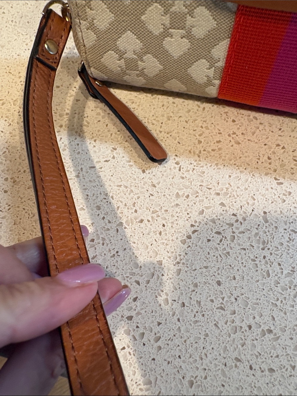 kate spade Linet Monogramed Beige Canvas & Leather Wristlet/Wallet Like New! - Picture 4 of 8